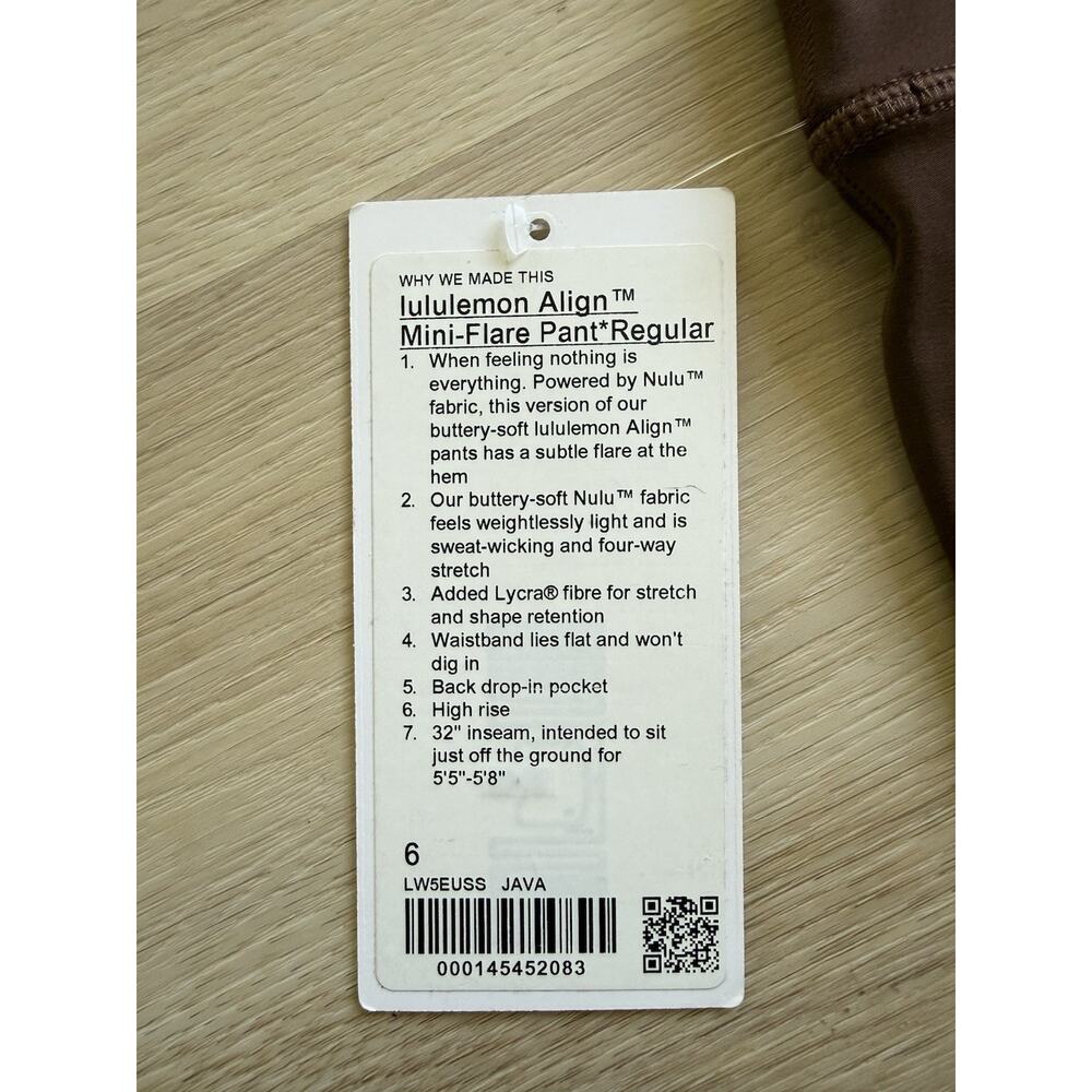 NWT Lululemon Align High Rise Mini Flare Pant 32 Java Brown Nulu Pants Size 6 - Picture 6 of 10